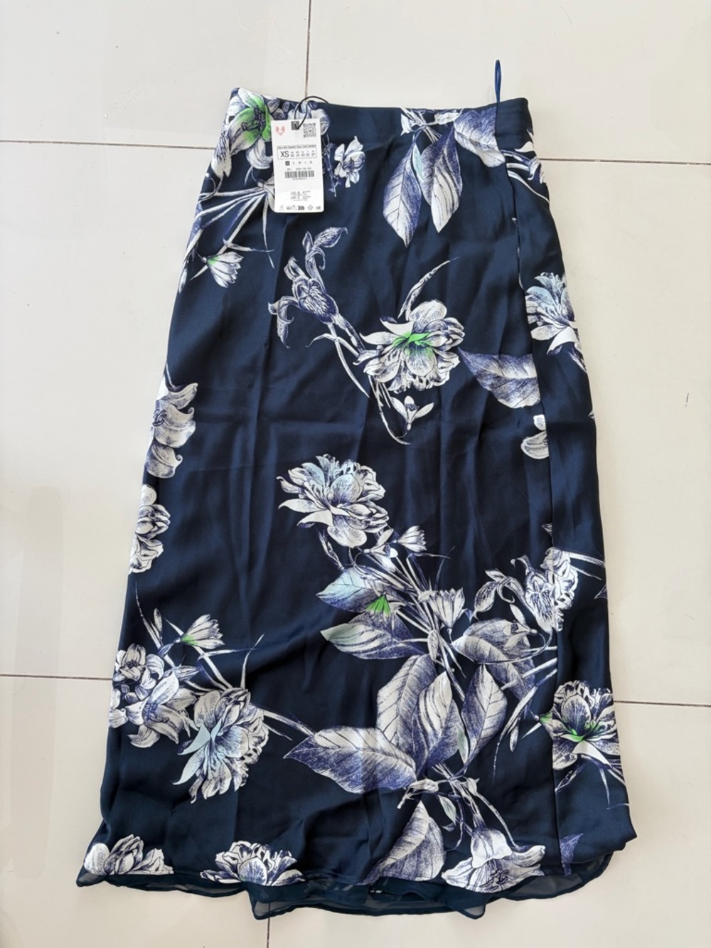 Zara Navy Floral Maxi Skirt